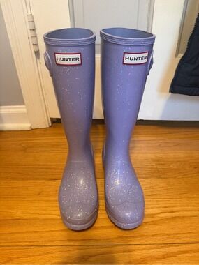 Hunter Purple Glitter Tall Rain Boots